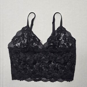 Victoria's Secret Black Stretch Longline Bralette Cami Top Size Medium